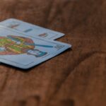 Close-up of playing cards on a wooden table